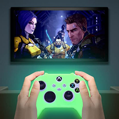 Glow in The Dark Silicone Cover Skin for Xbox Series X Controller, Anti-Slip Soft Rubber Case Protector for Xbox Series S Controller with 6 Thumb Grip Caps Glow in The Dark. - color: Glow Green
