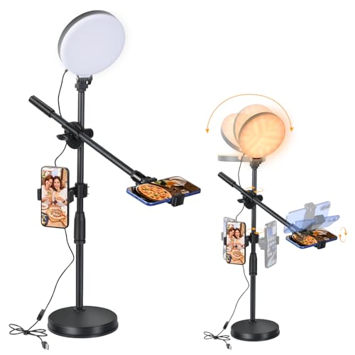 Zoom Lighting for Computer, Adjustable Desk Video Conference Lighting for Video Calls, Desk Ring Light with Stand and Phone Holder for Webcam, Home Office, Online Meetings, Live Streaming