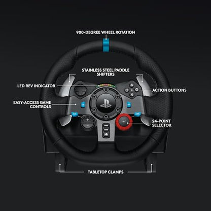 Logitech G29 Driving Force Racing Wheel and Pedals, Force Feedback, Real Leather + Logitech G Driving Force Shifter - For PS5, PS4 and PC, Mac - Black - style: PS5, PS4, PC/Mac