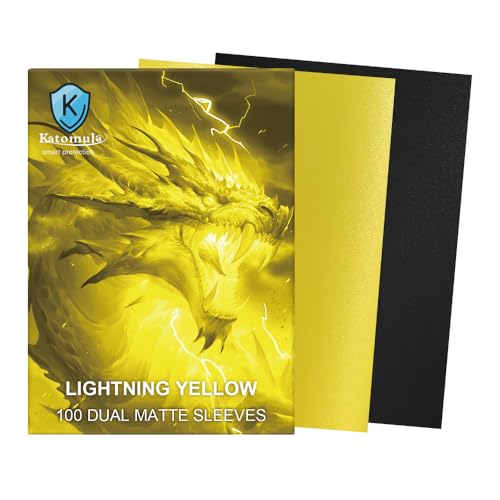 Lightning Yellow Dual Matte Card Sleeves, Katomula Card Sleeves for MTG, Standard Card Sleeve for MTG, PKM, Flesh & Blood - color: Lightning Yellow