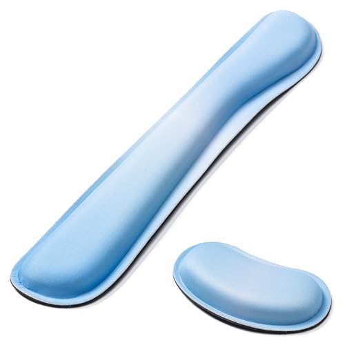 Hoewina Keyboard Wrist Rest,Ergonomic Wrist Rest,Superfine Fabric and Gel Memory Foam Wrist Pad for Computer Keyboard for Easy Typing & Pain Relief, Suitable for Office, Family, Outdoor, Gradient Blue - color: Gradient Blue