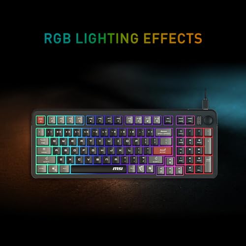 msi Forge GK110 US - Membrane Keyboard, RGB, Ergonomic, Anti-GHOSTING, Angle-Adjustable (Black)