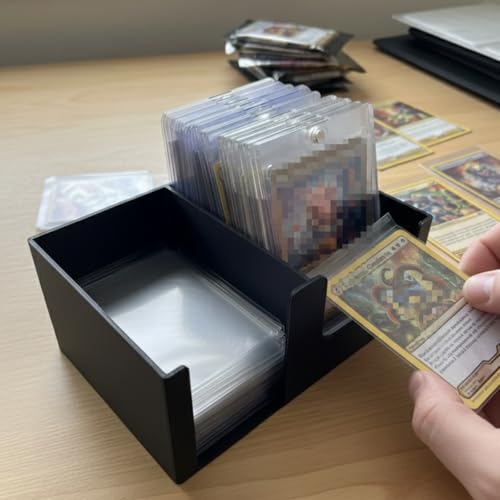 Card Care Lite - Toploader Dispenser Stackable Card Storage Box - Penny Sleeve Holder (Black) - color: Black
