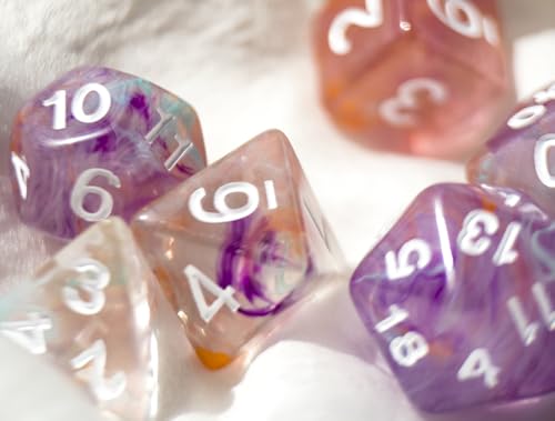 Pink DND Dice Set of 7pcs Polyhedral Dice (Pink Glow) | Acrylic Dice Set for TTRPGs, Dungeons and Dragons, Role Playing Games and Other Table Games– D20 System Dice - color: Pink Glow