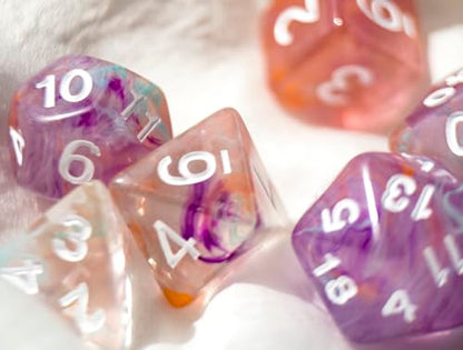 Pink DND Dice Set of 7pcs Polyhedral Dice (Pink Glow) | Acrylic Dice Set for TTRPGs, Dungeons and Dragons, Role Playing Games and Other Table Games– D20 System Dice - color: Pink Glow