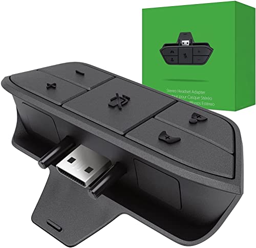 Headset Adapter for Xbox One/Series X/S/Elite Controllers, Stereo Gaming Headphone Adapter with 3.5mm Jack Support, Volume & Chat Mixer Control, Mic Mute Function
