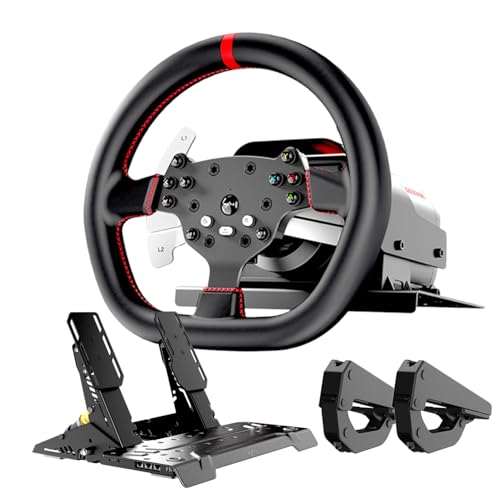 PXN V10 Ultra Direct Drive Racing Wheel & Pedals, 3.2Nm Force Feedback | 10.6'', 4 Paddle Shifters, Hall Effect 2-Pedal Set - Gaming Steering Wheel for Xbox Series X|S, Xbox One, PS4 & PC