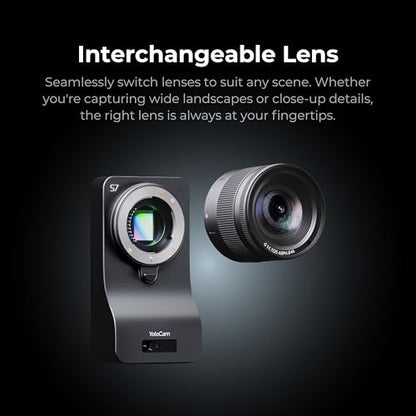 YOLOLIV YoloCam S7, 4K60 Streaming Webcam with Interchangeable Lens | ToF AutoFocus, Software Control, 4X Zoom, HDR, DSLR-Like Control, Cinematic Effects, HDMI Out & USB Out, Camera Body Only