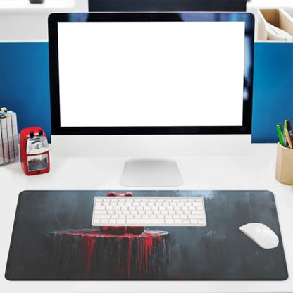 Bear Gaming Mouse Pad Dark Gothic Headphones Blood Art Large Gaming Mouse Mat with Stitched Edges,Non-Slip Waterproof Rubber Base Mous Mat Office Computer Keyboard Laptop 31.5x11.8 Inch - color: Bear_04, size: 31.5L x 11.8W inches