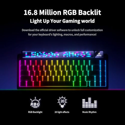 LEOBOG x Aula AMG65 Mechanical Gaming Wireless Keyboard Dual Screen | Tri-mode Bluetooth/2.4G/Wired,Wireless Keyboard,8000mAh,RGB,Hot Swappable Pre-lubed Light Feather Switches-Arctic starlight - color: Arctic starlight