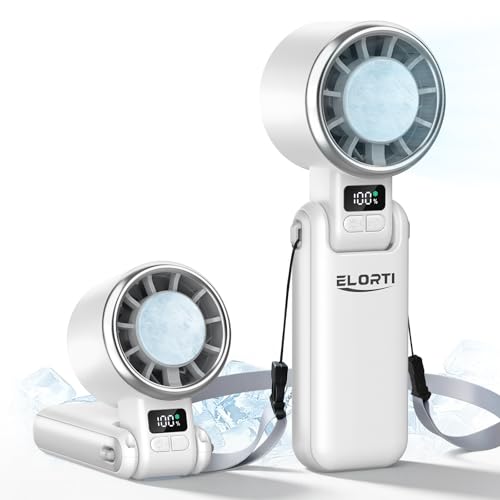 Portable Fan, Mini Fan, Personal Fan with Turbo & Ice Cooling, 5-Speed 4000mAh Rechargeable, 3-in-1 Small Travel Hand Fan, Lightweight & Quiet for Office, Beach Vacation, for Women & Men -White - color: White