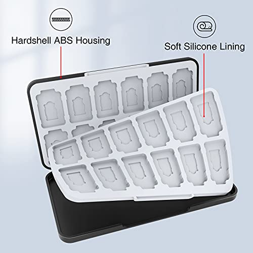 HEIYING Game Card Case Compatible with NINTENDO SWITCH 2 / Micro SD Cards | Portable Game Card Holder, Hard ABS Shell with Soft Silicone Lining, Dedicated Card Slots,Magnetic Closure for Easy Access - color: Black