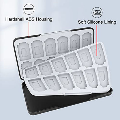 HEIYING Switch Game Case with 48 Precise Slots for Nintendo Switch 2 / OLED | Portable Game Card Holder, Hard ABS Shell with Soft Silicone Lining, Precise Card Slots,Magnetic Closure for Easy Access - color: Carbon Fibre Black