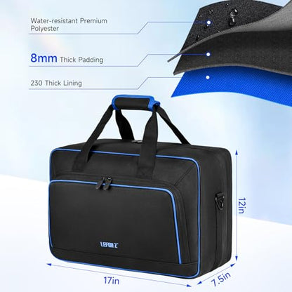 Carrying Case Compatible with PS5/PS5 Pro/PS4,17 Pockets Travel Storage Bag with Thick Padding Compatible with Playstation 5/PS5 Digital Edition,Controller,Game Discs,Charger & Accessories,Black,Blue | 17 Pockets Protective Storage Bag Compatible with Pla