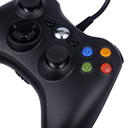 ONE250 USB Wired Game Pad Controller, Compatible with Xbox 360, Xbox 360 Slim, Windows PC - Replacement USB Wired Gamepad (Black) - color: Black