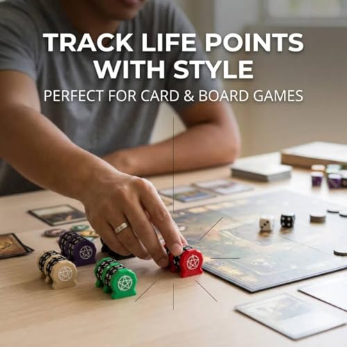 Board Game Life Counter, 4-Digit Wheel Trackers for 0-9999 Single Player and 0-99 Dual Player Modes, MTG Life Counter, Professionally Made for TCG, DND, RPGs, and MTG, Card and Tabletop Games (Khaki) - color: Khaki