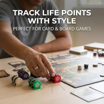 MTG Life Counter, Board Game Life Counter, 4-Digit Wheel Trackers for 0-9999 Single Player and 0-99 Dual Player Modes, Clear View Display for Card and Tabletop Games (Red) - color: Red