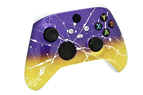 Hand Airbrushed Fade Custom Controller Compatible with Xbox Series X/S & Xbox One (Series X/S Purple & Yellow White Drip) - color: Series X/S Purple & Yellow White Drip