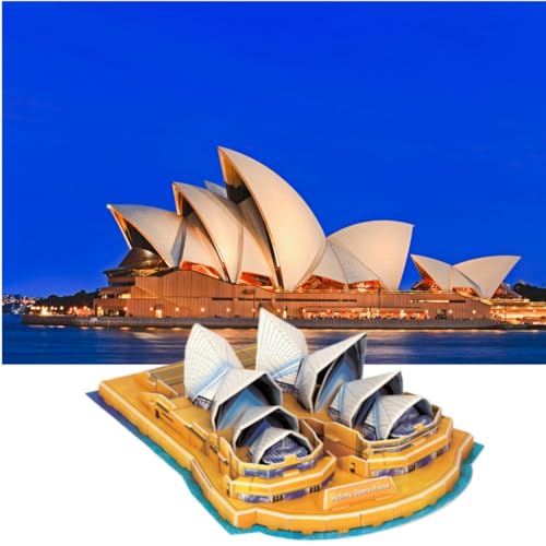 Architecture World Famous of 3D Puzzle.Build Your Own Collection of 17 Global Landmarks (Notre Dame, Colosseum) - Educational DIY Model Kit for Kids & Adults. (Sydney Opera House) - color: Sydney Opera House