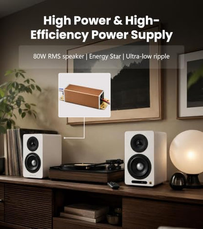 Edifier Airpulse A60 Desktop Hi-Res Bluetooth Bookshelf Speakers, White | Planar Tweeter, Hi-Res Audio, Bluetooth 5.1 aptX HD, DSP Crossover, Multi Input, Sub Out, MDF Wooden Cabinet - color: matt white