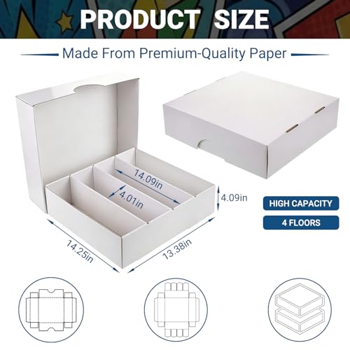 Trading Card Storage Box, 3120 Count Cardboard Card Storage Box with Dividers, 2-Pack 4 Row Card Boxes for Sports Cards, Baseball Cards, TCG, Bulk Card Storage