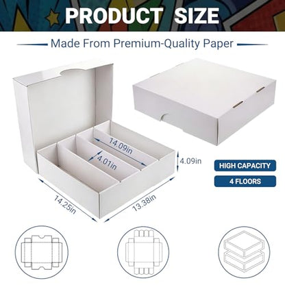 Trading Card Storage Box, 3120 Count Cardboard Card Storage Box with Dividers, 2-Pack 4 Row Card Boxes for Sports Cards, Baseball Cards, TCG, Bulk Card Storage