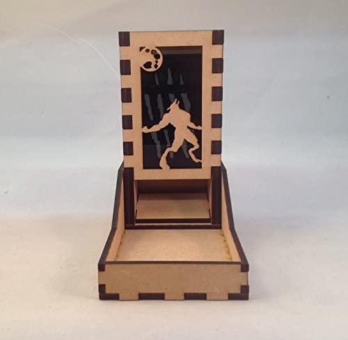 Werewolf Mini Dice Tower v1 Smoke Acrylic Window Laser Cut MDF Unique Gift RPG