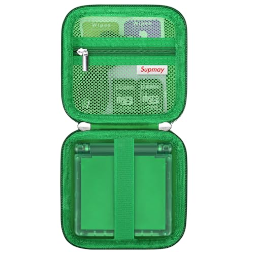 Supmay Hard Carrying Case for Anbernic RG Rotate/ RG34XXSP/ RG35XXSP Retro Handheld Game Console/ Game Boy Advance SP, Retro Game Travel Storage Holder with Mesh Bag for Battery, USB Cable, Green - color: Green