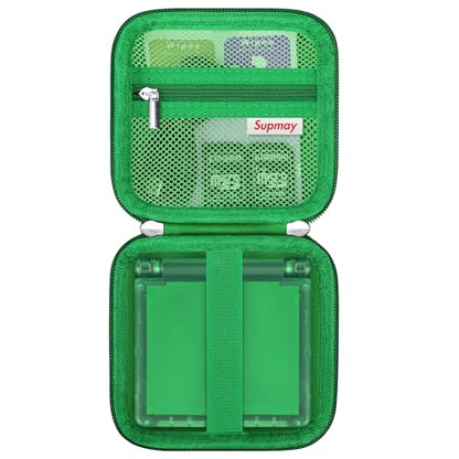 Supmay Hard Carrying Case for Anbernic RG Rotate/ RG34XXSP/ RG35XXSP Retro Handheld Game Console/ Game Boy Advance SP, Retro Game Travel Storage Holder with Mesh Bag for Battery, USB Cable, Green - color: Green