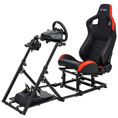 CXRCY Racing Simulator Cockpit with Seat, for G920 G29 G25 G27 | Adjustable backrest & slide rails. Formula/GT positions. Wheel & pedals not included. Fits Fanatec & Thrustmaster bases. - color: Black with quick detachable seat