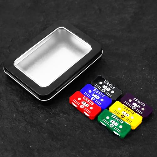 6Pcs MTG Life Counter with Metal Box, Twin Digits Health Tracker Life Counter for MTG Magic Card Games Accessories Tabletop RPG D&D CCG TCG Board Games - color: B Color-6pcs