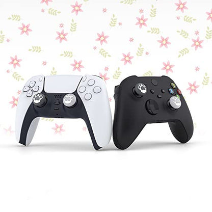 PlayVital Cat Paw Cute Thumb Grip Caps for ps5/4 Controller, Silicone Analog Stick Caps Cover for Xbox Series X/S, Thumbstick Caps for Switch Pro Controller - Gray & Light Gray - color: Cat Paw Gray & Light Gray