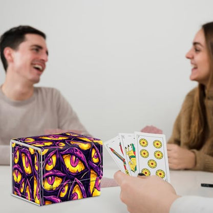 for MTG Commander Deck Box,Card Deck Box for Trading Yugioh MTG,Fits 100 Double Sleeved Cards,PU Leather Strong Magnet Case for Magic Commander TCG CCG,Funny Purple Eyes - color: Funny Purple Eyes
