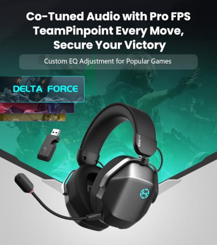Edifier G5 MAX Gaming Headset, 305H Battery, THX Audio, Space Grey | 53mm Driver, AI Noise-Canceling Detachable Mic, RGB Lighting. Hi-Res Audio Wireless, Compatible with PC, Console & Mobile - color: space grey