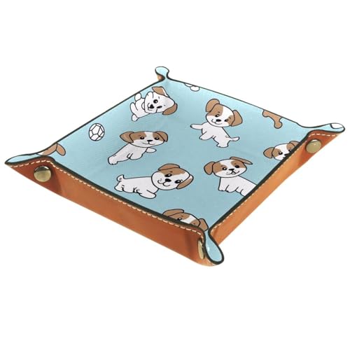 Dice Trays Dogs Holder Storage Box for Dice Games Like RPG DND, Leather Dice Holder Portable Folding Rolling Dice Tray, 16x16cm - color: Multi 1