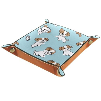 Dice Trays Dogs Holder Storage Box for Dice Games Like RPG DND, Leather Dice Holder Portable Folding Rolling Dice Tray, 16x16cm - color: Multi 1