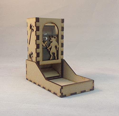Minotaur Mini Dice Tower v1 Glass Green Acrylic Window Laser Cut MDF Unique Gift