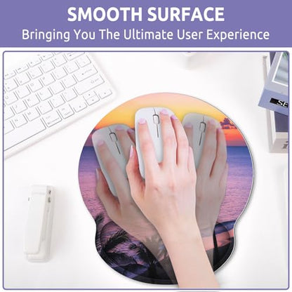 KONVINIT Ergonomic Mouse Pad with Wrist Rest, Small Mousepad with Non-Slip Rubber Base and Smooth Surface, Sunset Mouse Pads for Desk, Office Desk Accessories - color: Sunset