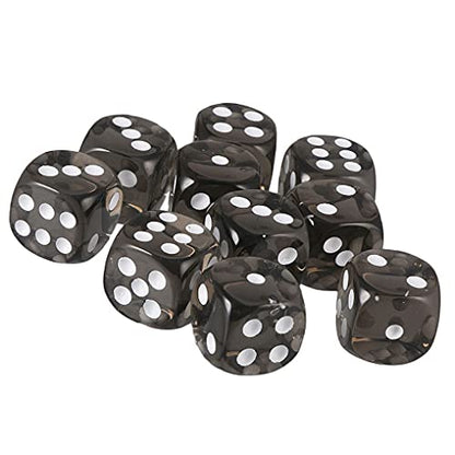 10PCS Polyhedral Dice - D6 Acrylic Dice (16mm) for RPG, MTG, DND, Table Games (Transparent Black) - color: Transparent Black