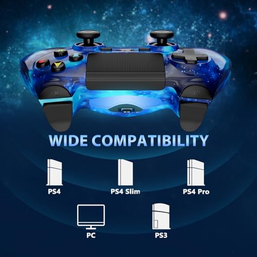 Kujian Wireless Controller for PS4, 2 Pack Controller Compatible with Playstation 4/Pro/Slim/PC Remote Control, Double Vibration, Touch Pad, Six-axis Motion Sensor, Stereo Headphone Jack(Blue & Red) - color: Blue & Red