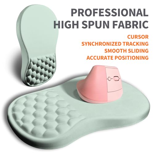 Ergonomic Joint Wrist Support Mouse Pad with Memory Foam Cushion Massage Bump, Carpal Tunnel Pain Relief Mousepad Slope Design for Wrist Rest, 11.8x7.9 in, LightCyan - color: LightCyan