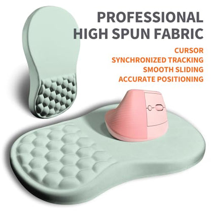 Ergonomic Joint Wrist Support Mouse Pad with Memory Foam Cushion Massage Bump, Carpal Tunnel Pain Relief Mousepad Slope Design for Wrist Rest, 11.8x7.9 in, LightCyan - color: LightCyan