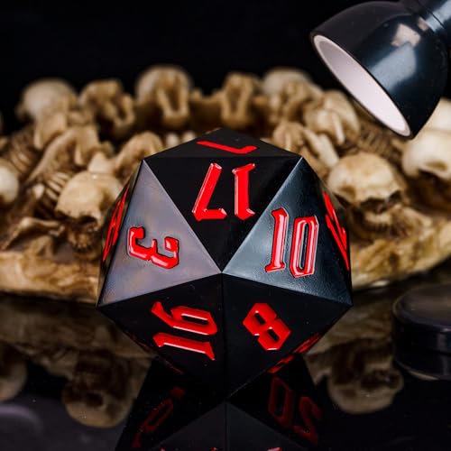 D20 Single Dice 55mm, 20 Sided DND Dice, Giant D20 D&D Polyhedral Dice Large D20 for Dungeons and Dragons, RPG, MTG Table Games (Black)… - color: Black