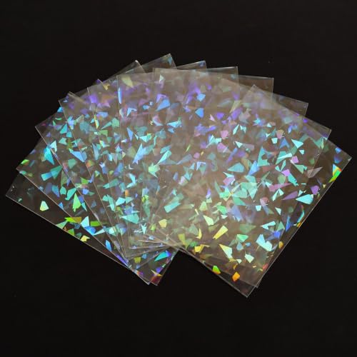 HFATMOS 300 Pcs Photocard Sleeves Laser Flashing Holographic Card Protector | Dustproof Card Sleeves for Mini Photos Credit Name Trading Cards Album Photo Cards, Glass Gemstones Pattern - color: Glass Gemstones Pattern