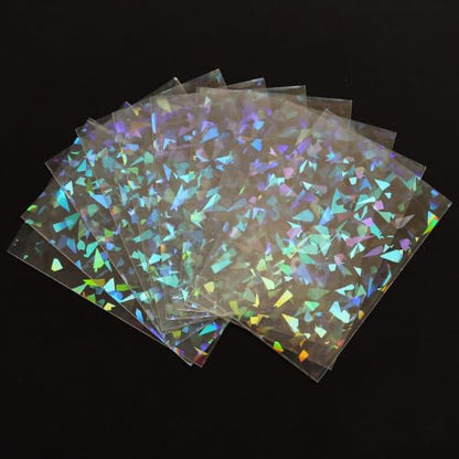 HFATMOS 300 Pcs Photocard Sleeves Laser Flashing Holographic Card Protector | Dustproof Card Sleeves for Mini Photos Credit Name Trading Cards Album Photo Cards, Glass Gemstones Pattern - color: Glass Gemstones Pattern