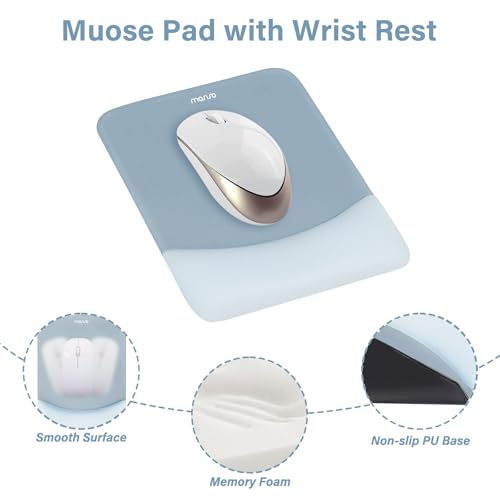 MOSISO Wrist Rest Support Mouse Pad & Keyboard Set, Aquamarine | Rectangular Ergonomic Mousepad, Non-Slip Base, Home/Office Pain Relief & Easy Typing, Neoprene Cloth & Raised Silicone Lining - color: Aquamarine