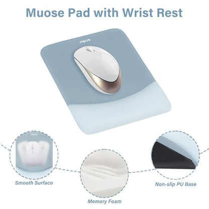 MOSISO Wrist Rest Support Mouse Pad & Keyboard Set, Aquamarine | Rectangular Ergonomic Mousepad, Non-Slip Base, Home/Office Pain Relief & Easy Typing, Neoprene Cloth & Raised Silicone Lining - color: Aquamarine