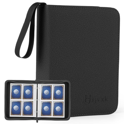 4 Pocket Card Binder for 400 Cards,Premium PU Zipper Card Collection Album,Wear Resistant & Matte Finish,Top Loader Card Collection Binder for YuGiOh,MTG,TCG,Game Cards & Sports Cards,Black - color: Black, size: 4 Pocket 400