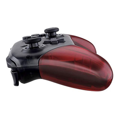 eXtremeRate Transparent Clear Red Replacement Handle Grips for Nintendo Switch Pro Controller, DIY Hand Grip Shell for Nintendo Switch Pro - Controller NOT Included - color: Clear Red