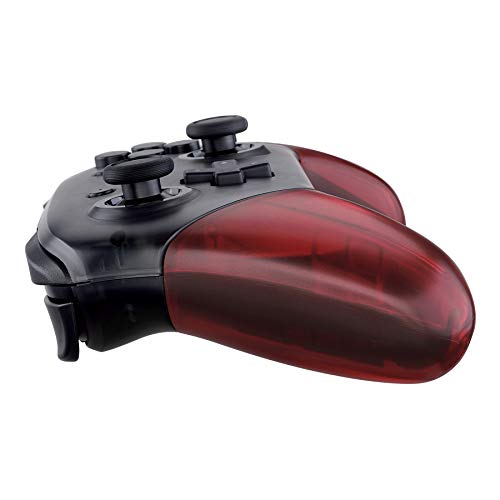 eXtremeRate Transparent Clear Red Replacement Handle Grips for Nintendo Switch Pro Controller, DIY Hand Grip Shell for Nintendo Switch Pro - Controller NOT Included - color: Clear Red
